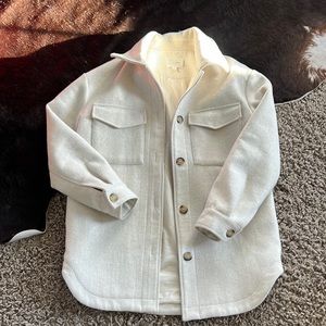 LINE & DOT CREAM SHACKET SZ XS